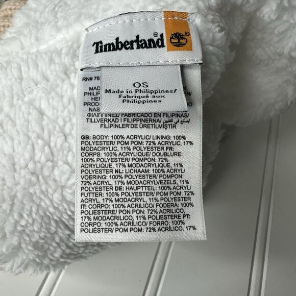 Timberland Winter Beanie One Size Light Pink Cable Knit Pom Fleece Lined Ski - Picture 4 of 5